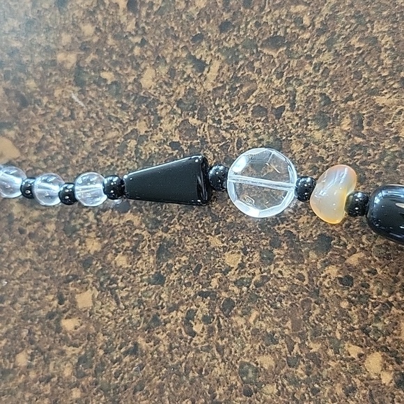 Hand made 39" Stone,Crystal and Glass bead tassel Necklace. Earthy tones - Picture 7 of 8